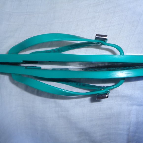 Coach Landon Sandals Flip Flop Thong Sandals Metal Bow Stripes Green Size 10 - Picture 2 of 5